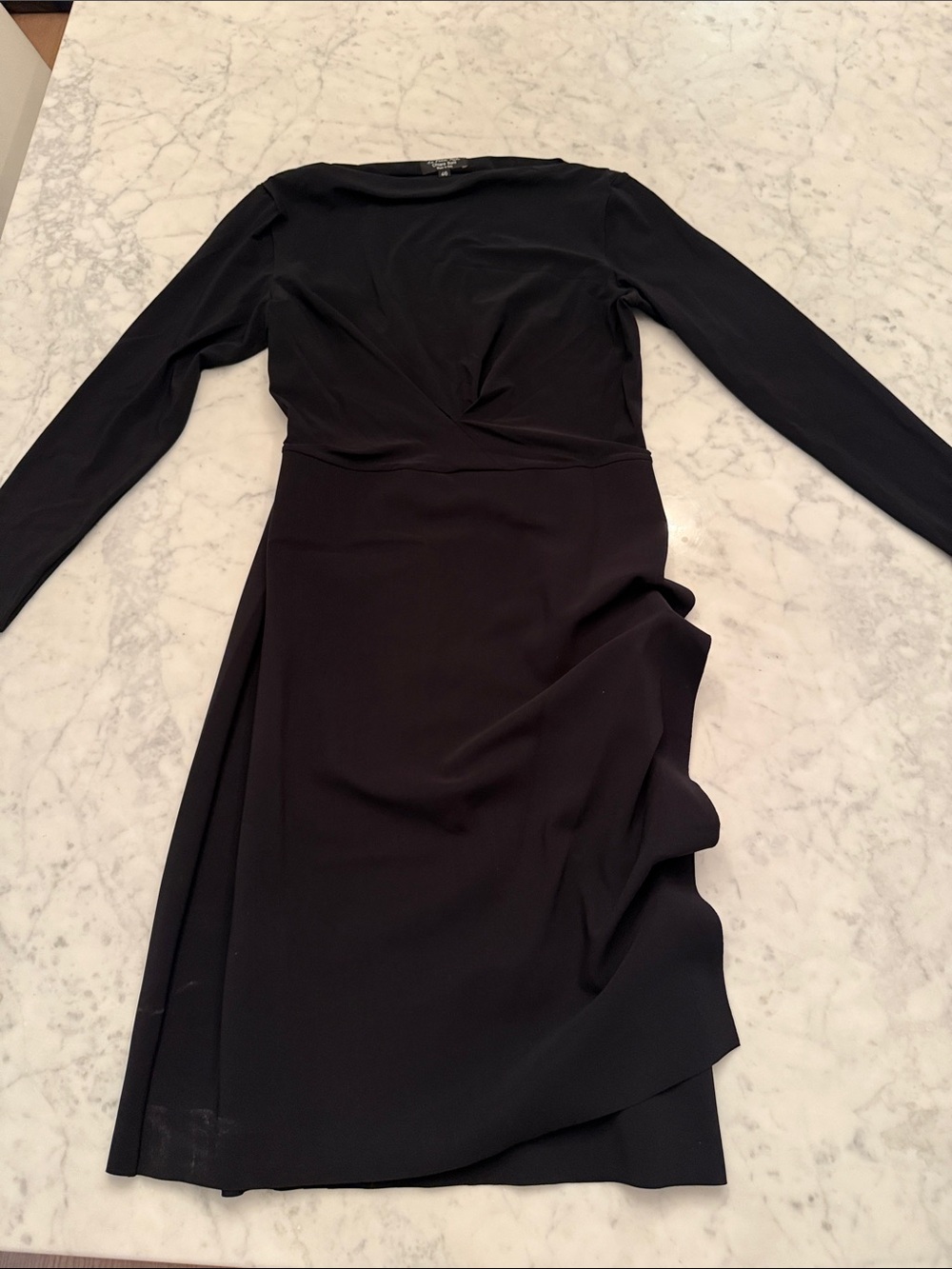 Chiara Boni Black Long-Sleeve Twist-Front Dress
